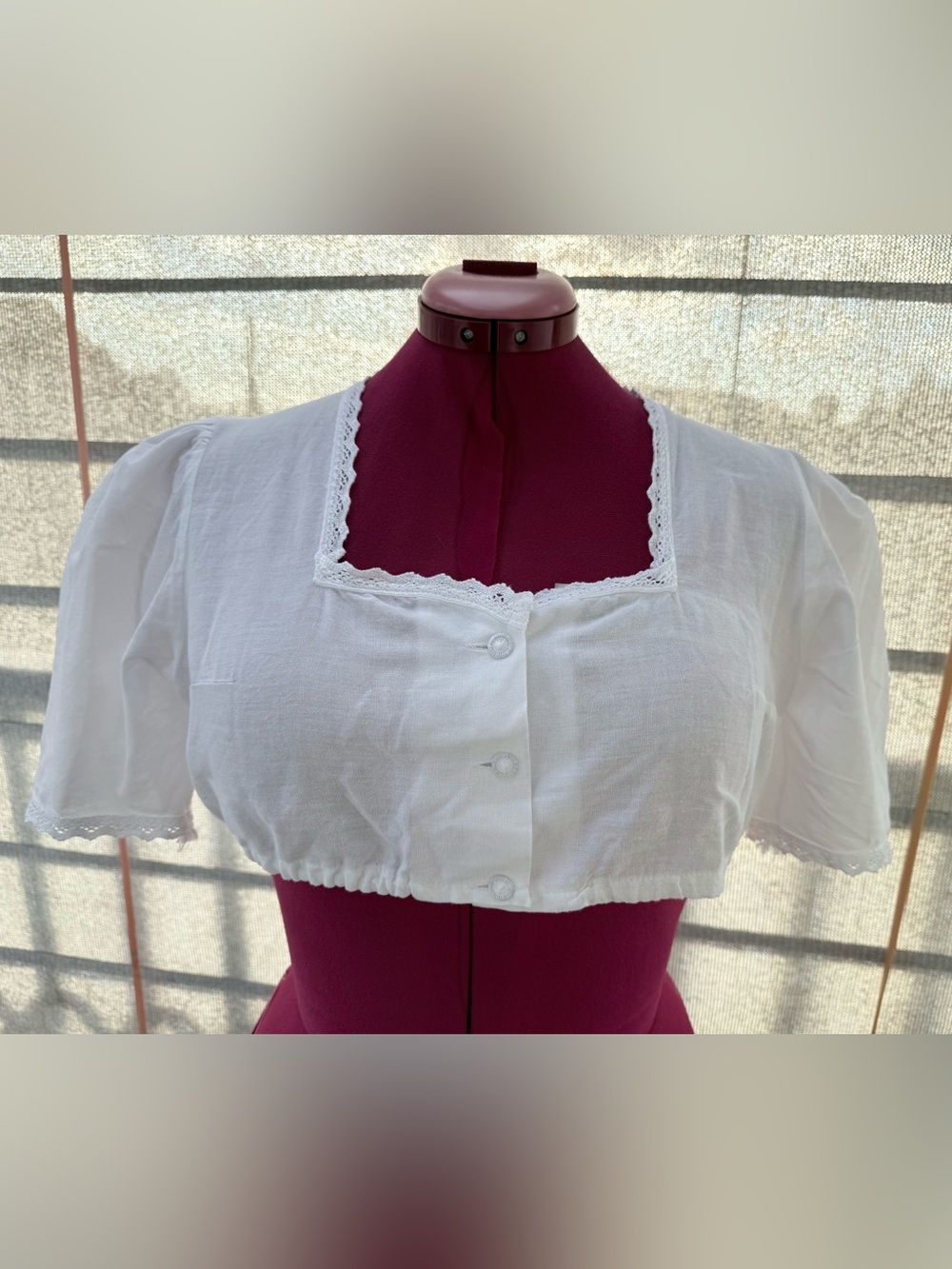Chiemseer Dirndl & Tracht White Cotton Lace-Trim Dirndl Blouse